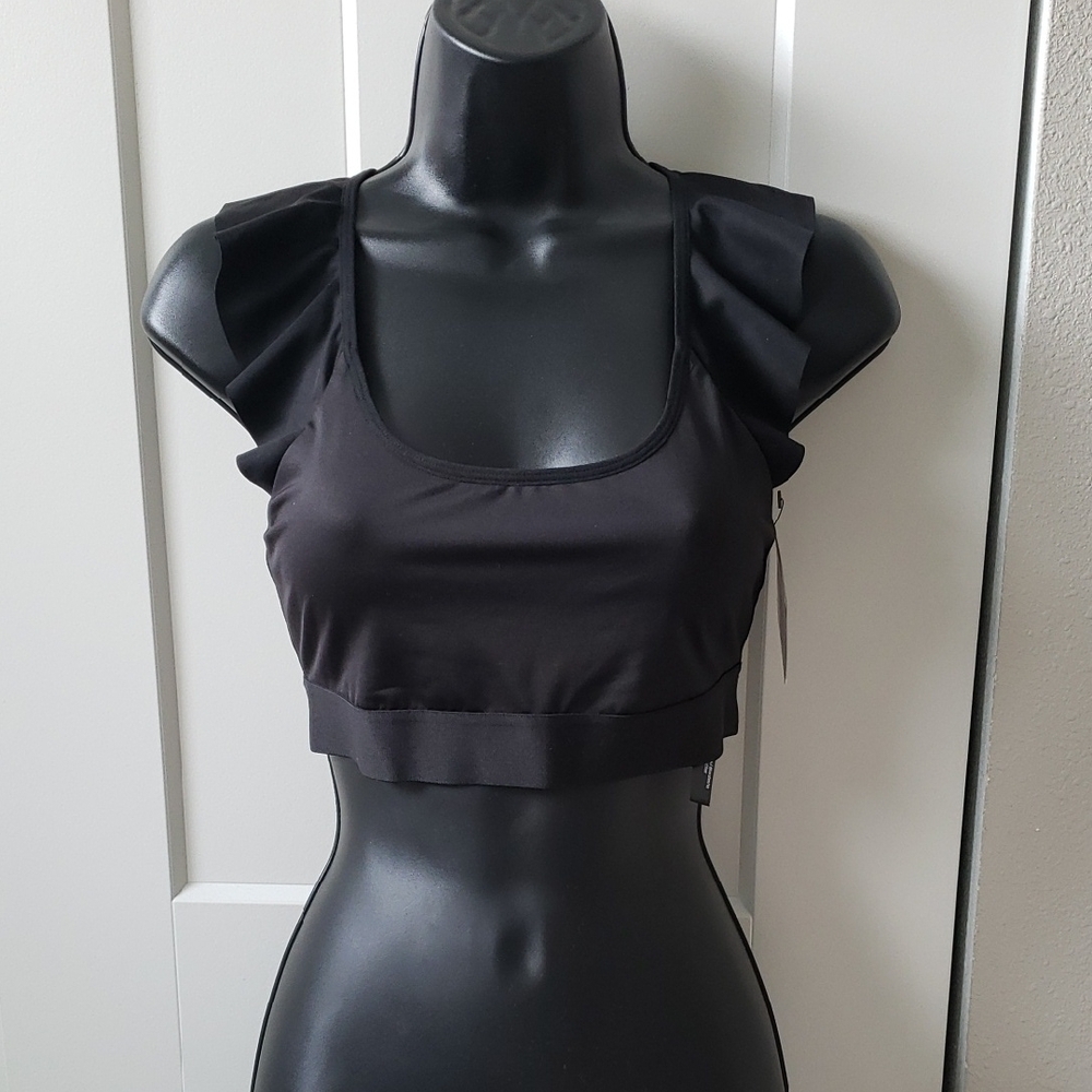 Victoria Secret Sport Black Ruffle Sports Bra